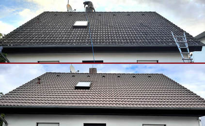 Ergebnis einer Reinigung eines Daches in Babenhausen
